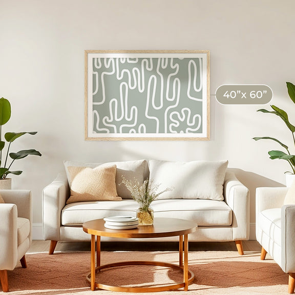 Abstract Cactus Line Art - Sage and Rose Prints