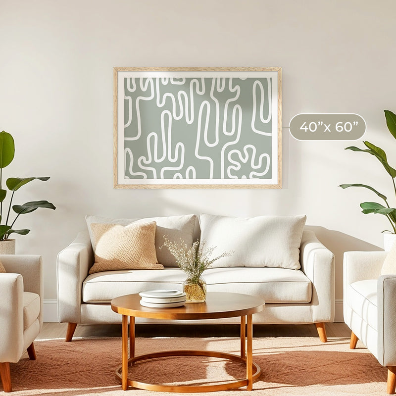 Abstract Cactus Line Art - Sage and Rose Prints
