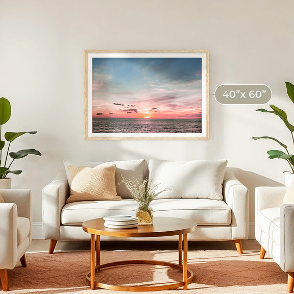 Pink Sunset Sky Ocean Photography - Sage and Rose Prints