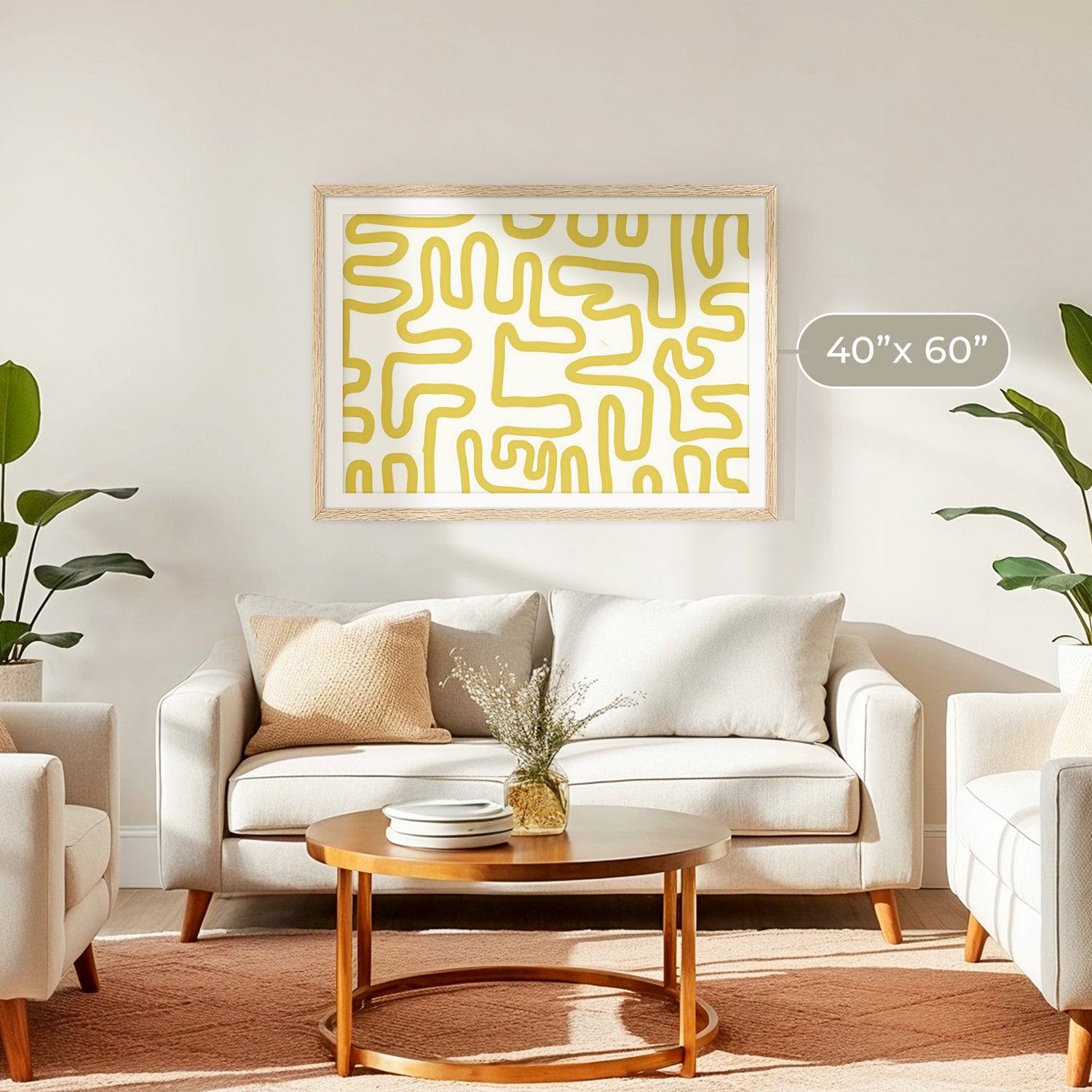 Yellow Organic Maze Print - Sage and Rose Prints