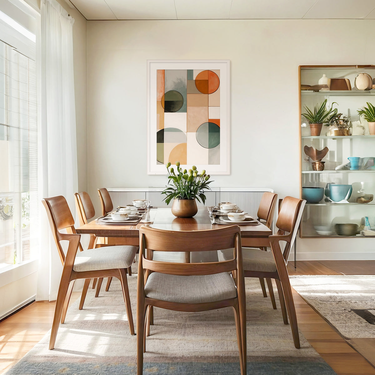 Green and Orange Mid Century Print - Sage and Rose Prints
