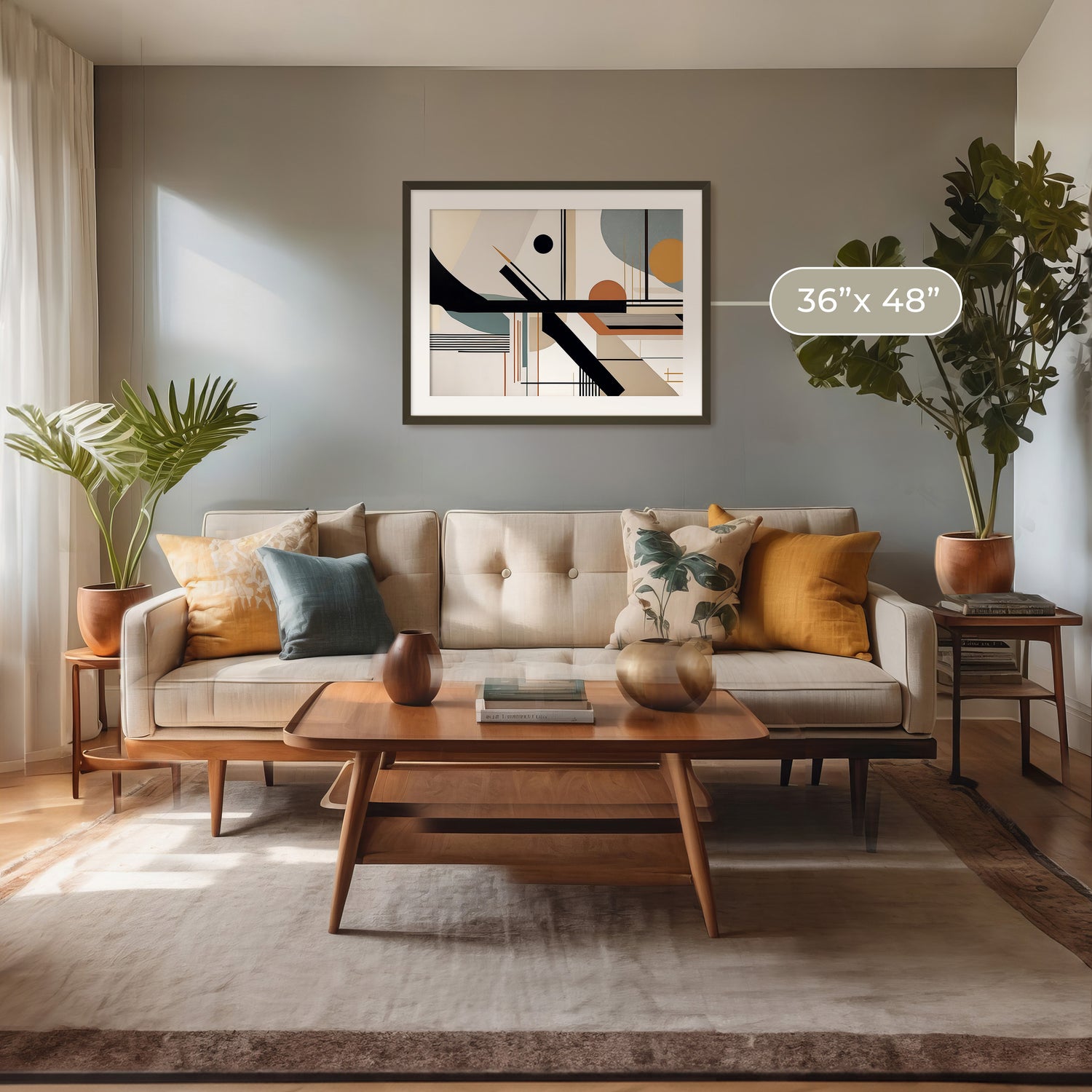 Mid-Century Package - Living Room Art E-1x-07 - Sage and Rose Prints