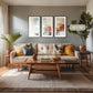 Dusty Blue and Orange Abstract Triptych - Sage and Rose Prints