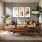 Dusty Blue and Orange Abstract Triptych - Sage and Rose Prints