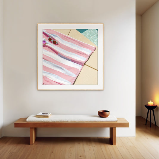 Beach Towel Pink Wall Art - Sage and Rose Prints