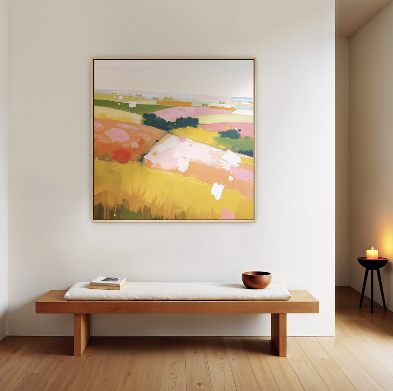 Vibrant Summer Countryside Abstract Art - Sage and Rose Prints