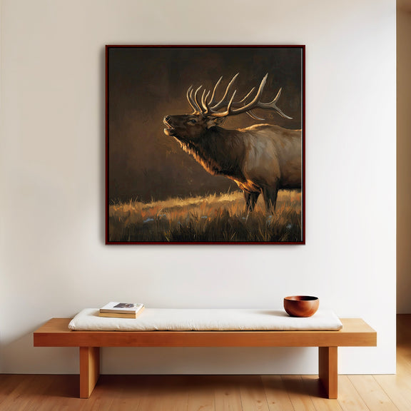 AK-19-Moody Elk Wildlife Painting - Sage and Rose Prints