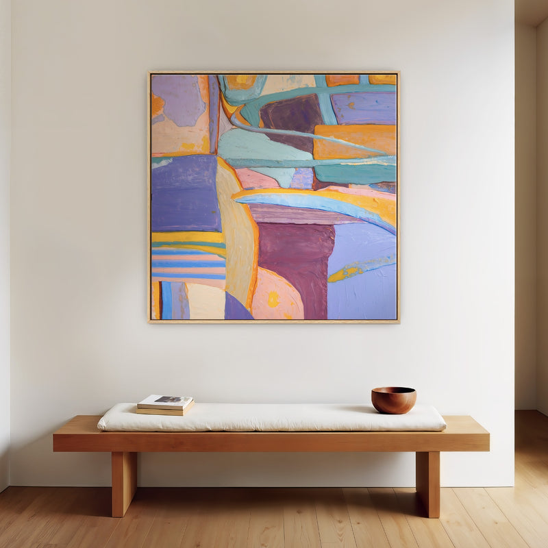 Periwinkle and Orange Abstract Color Blocks - Sage and Rose Prints