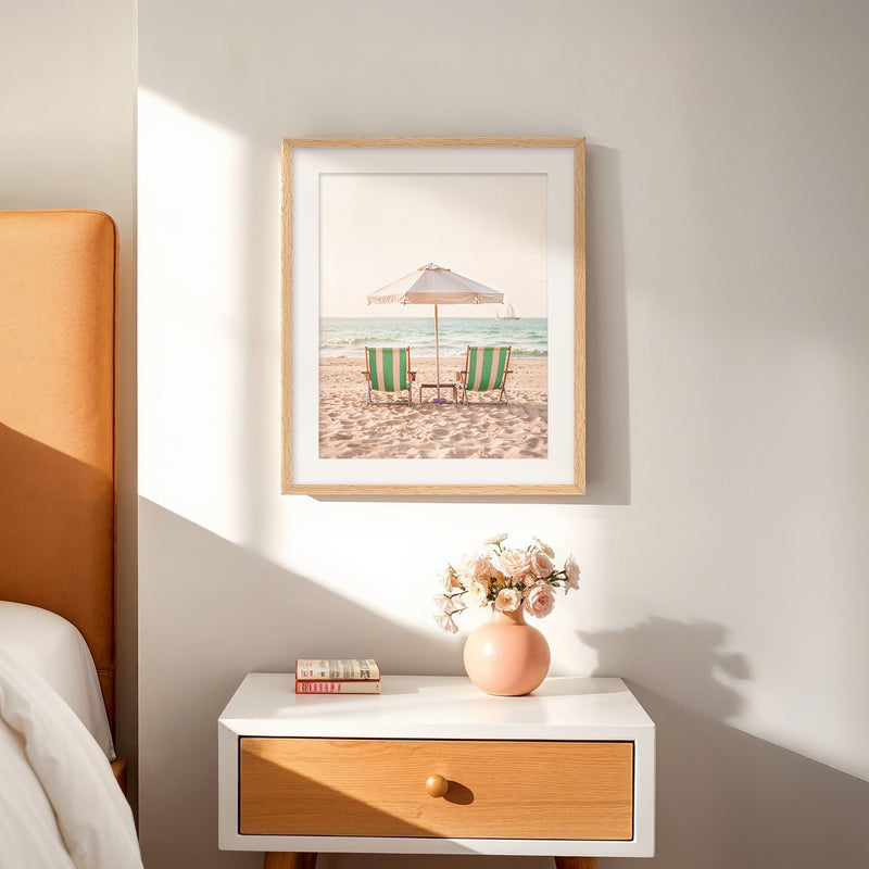 Sepia Pastel Beach Chairs - Sage and Rose Prints