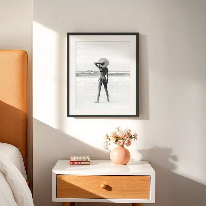 Woman On the Beach Retro Photo No1 - Sage and Rose Prints