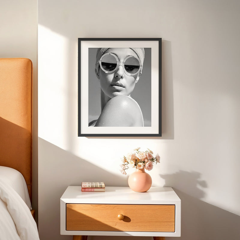 Black and White Photo of Woman in Sunglasses - Sage and Rose Prints