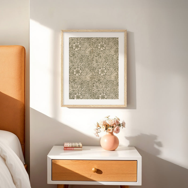 Whimsical Olive and Beige Pattern Wall Art - Sage and Rose Prints