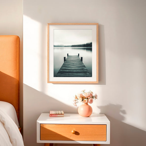 Black and White Moody Lake Photo - Sage and Rose Prints