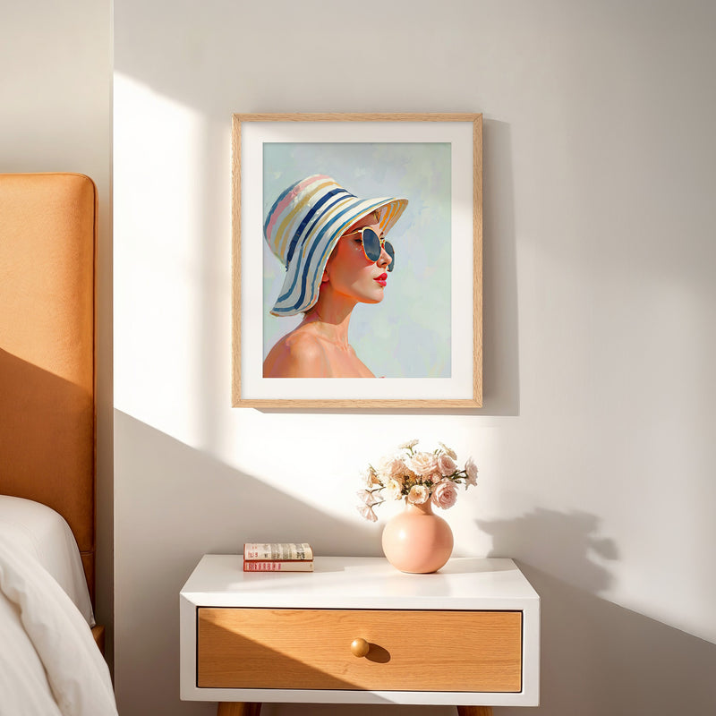 Woman in a Summer Sun Hat - Sage and Rose Prints