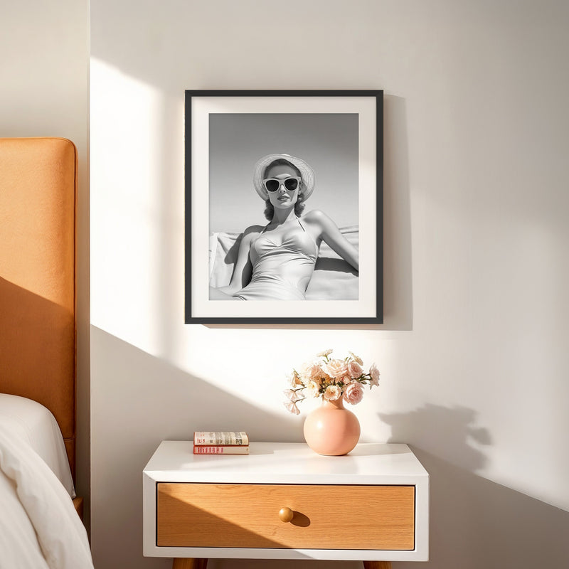 Black and White Beach Babe Photo No1 - Sage and Rose Prints