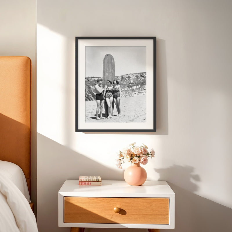 Surfboard on the Beach Old Photo - Sage and Rose Prints