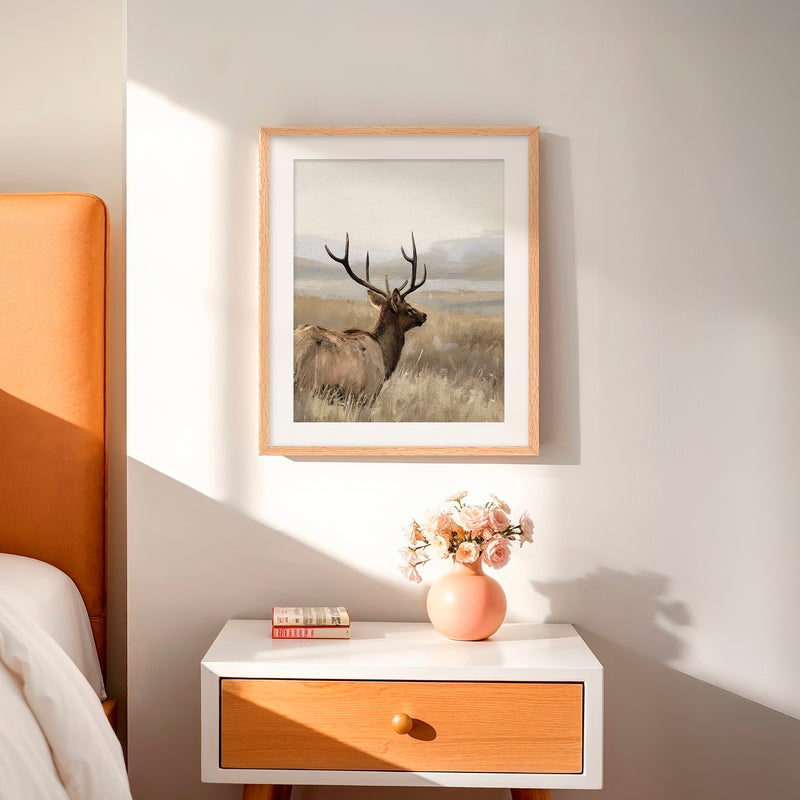 Deer in Tall Grasses Wildlife Painting - Sage and Rose Prints