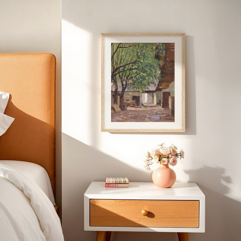 Peaceful Courtyard in Earth Tones No2 - Sage and Rose Prints