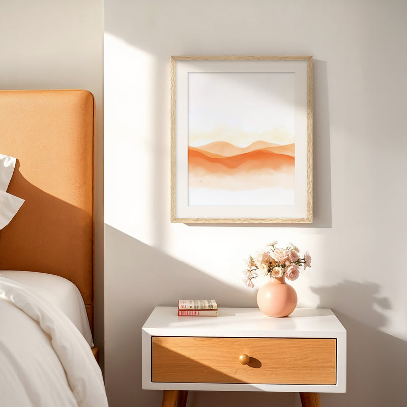 Orange Watercolor Landscape Print - Sage and Rose Prints