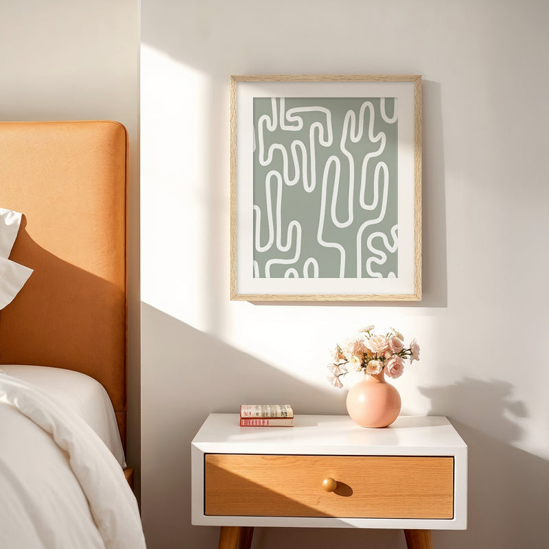 Abstract Cactus Line Art Print - Sage and Rose Prints