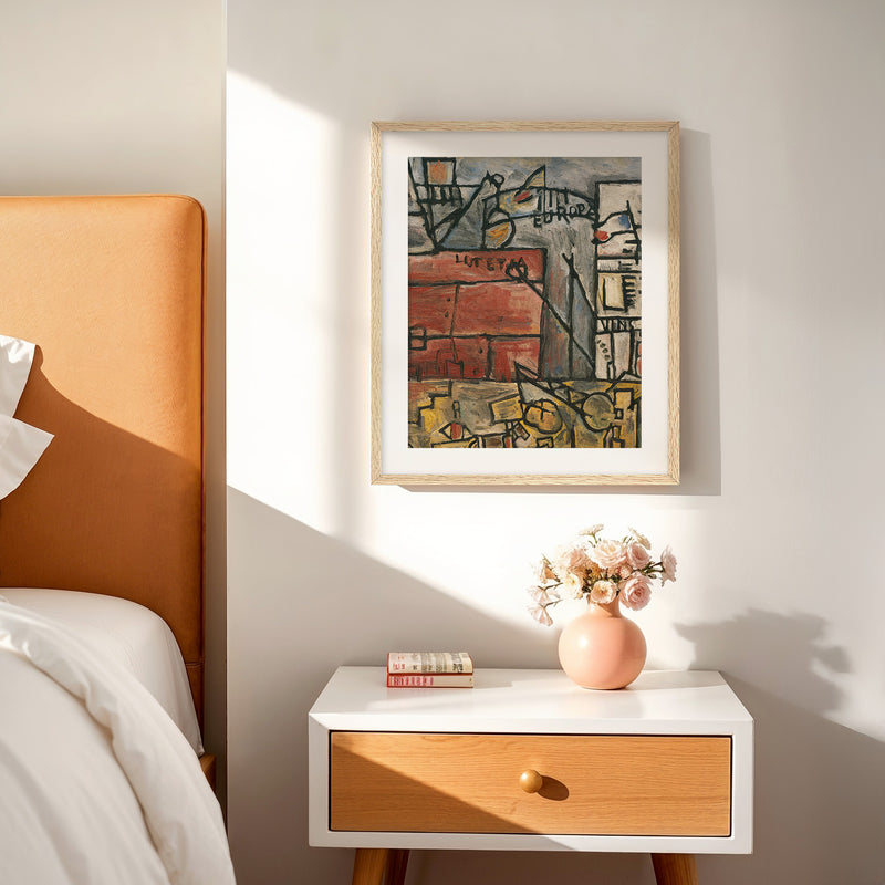 Abstract Geometric City No2 - Sage and Rose Prints