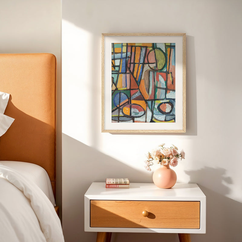 Bright Geometric Abstract Art No2 - Sage and Rose Prints