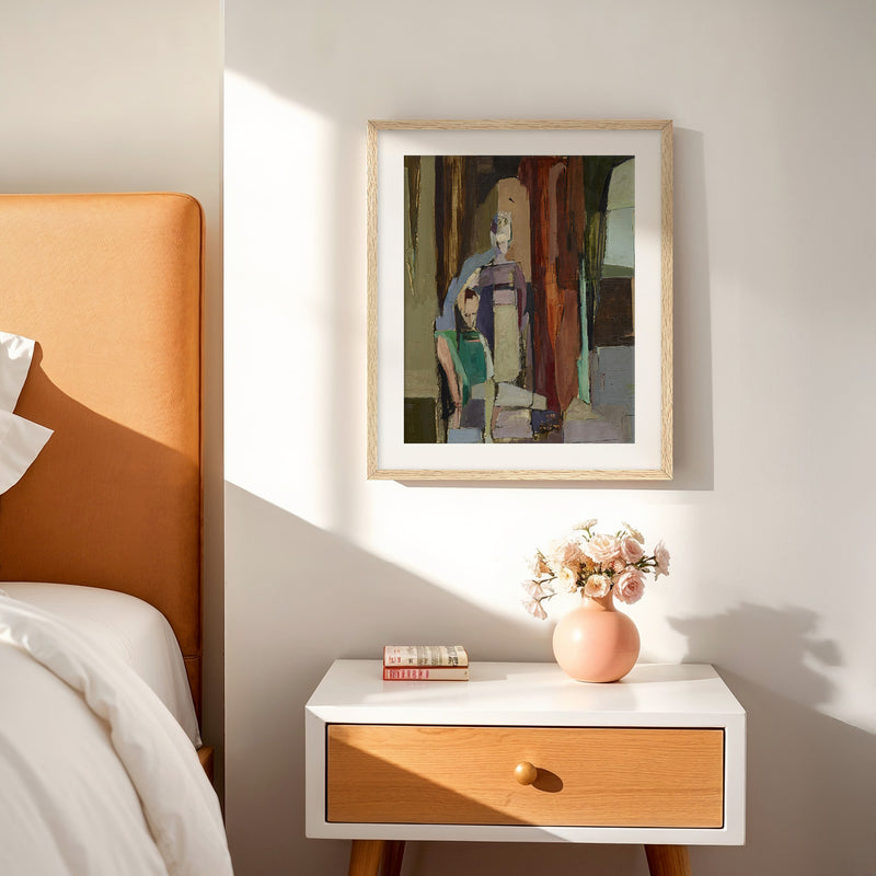 Moody Cubist Portrait No2 - Sage and Rose Prints