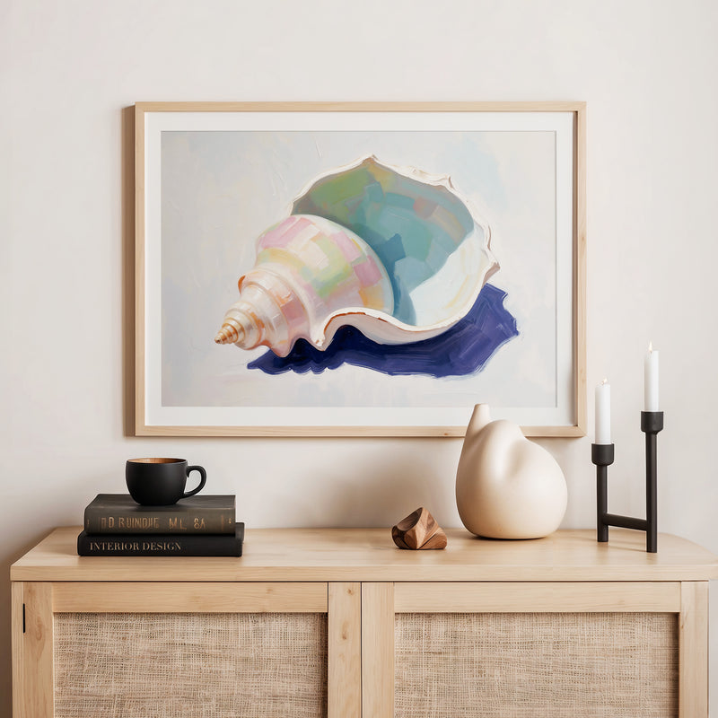 Pastel Conch Shell Painting Print - Sage and Rose Prints