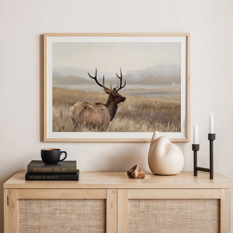 AK-33-Deer in a Field Painting - Sage and Rose Prints