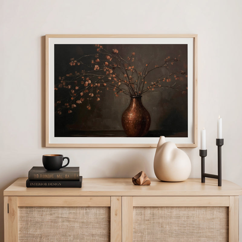 AK-44-Moody Wabi Sabi Copper Vase - Sage and Rose Prints