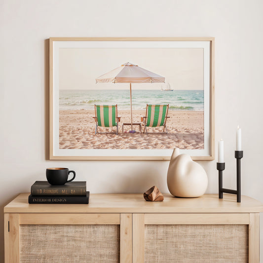 Sepia Beach Chairs - Sage and Rose Prints