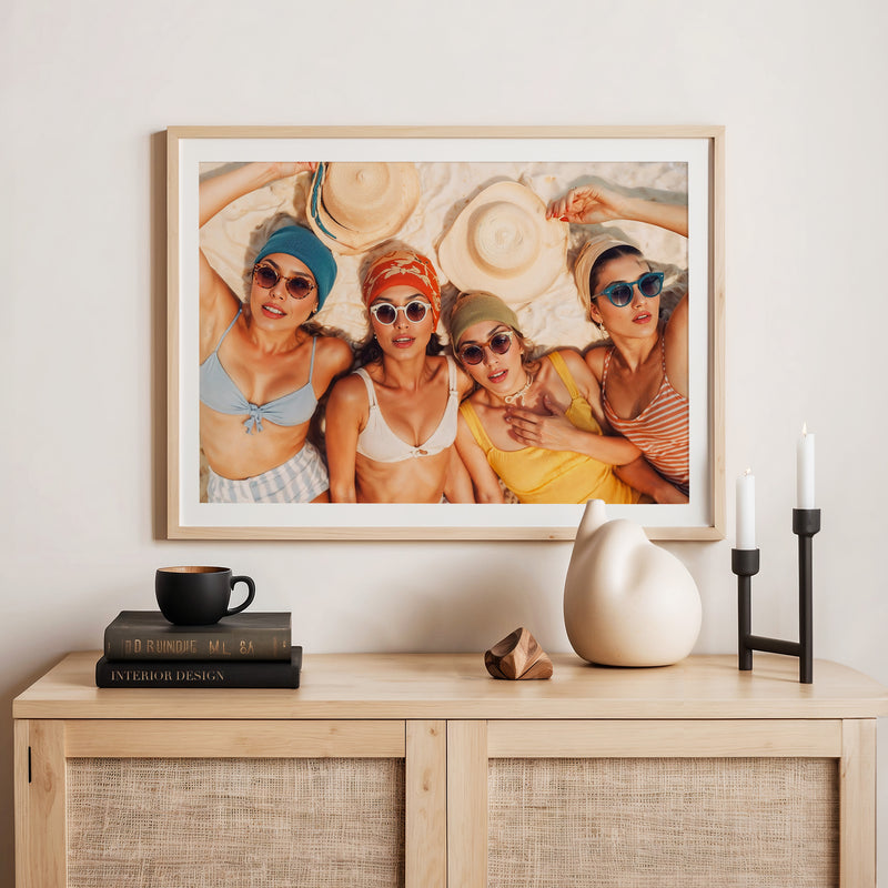 Retro Beach Women Sepia Photo - Sage and Rose Prints