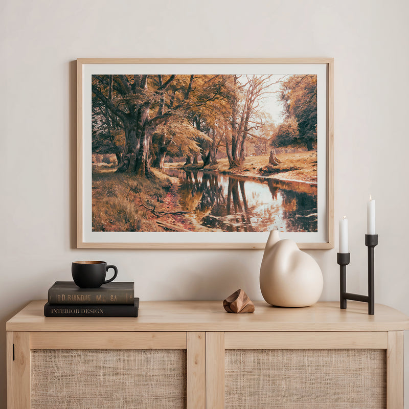 Peder Monsted fall print, fall artwork with wood frame, fall wall art, pumpkin fall oil painting, fall wall decor in burnt orange and light beige, Sage & Rose Prints