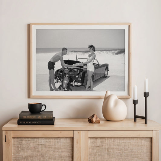 Classic Car on the Beach Photo - Sage and Rose Prints