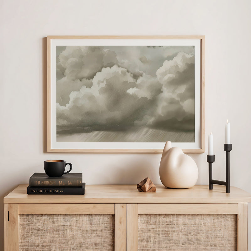 42-Rain Clouds on the Horizon Watercolor - Sage and Rose Prints