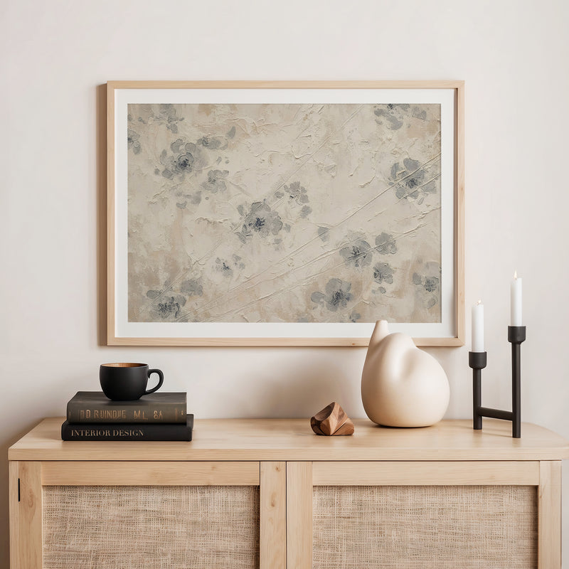 AK-50- Abstract Textured Flower Painting Print - Sage and Rose Prints