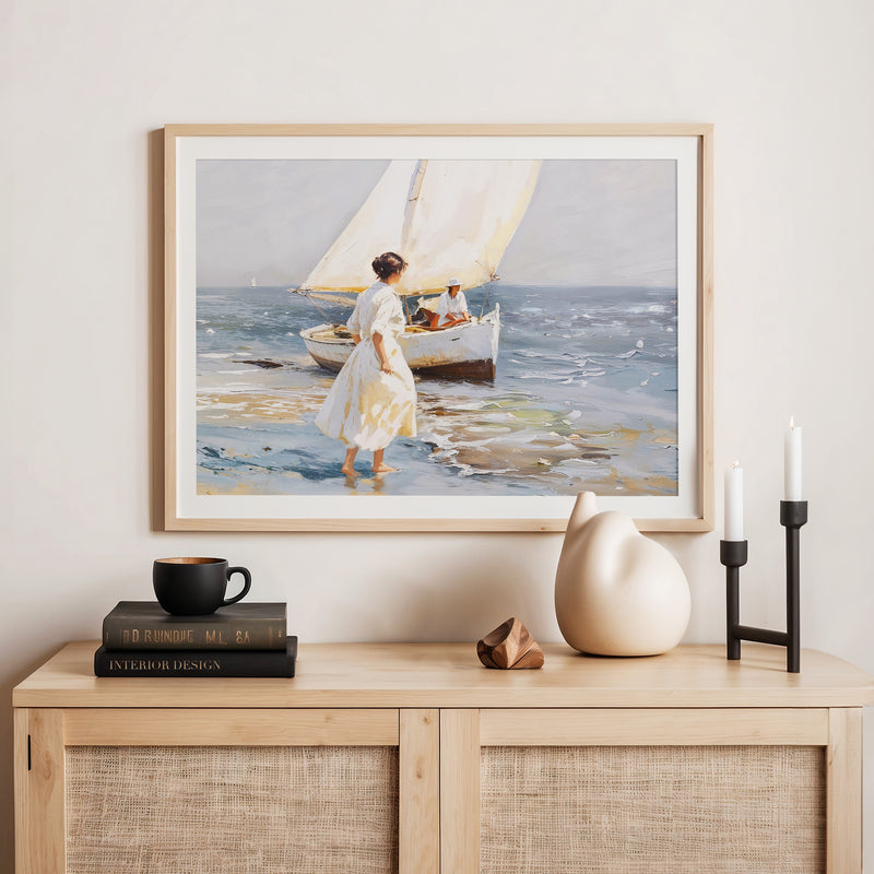 Sailboat Painting - Impressionist Women -Sage and Rose Prints
