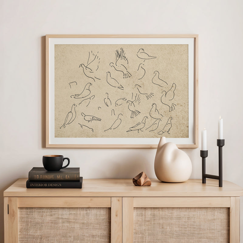 38-*AK-03- Vintage Doves Sketch - Sage and Rose Prints