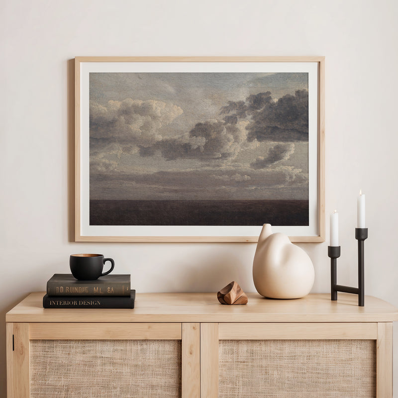 AK-49- Vintage Old Masters Cloudy Sky Landscape - Sage and Rose Prints