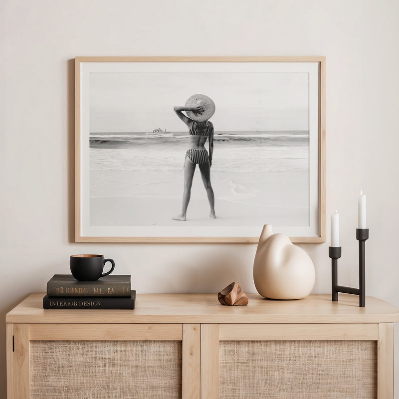 Woman On the Beach Retro Photo No2 - Sage and Rose Prints