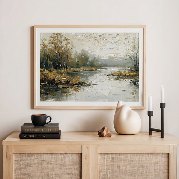 43 Moody Impressionist Marsh Painting Print - Sage and Rose Prints