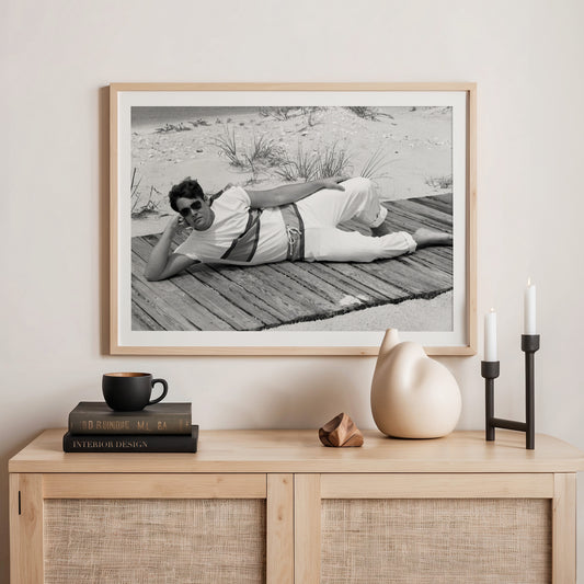 Lounging on the Beach Old Photograph - Sage and Rose Prints