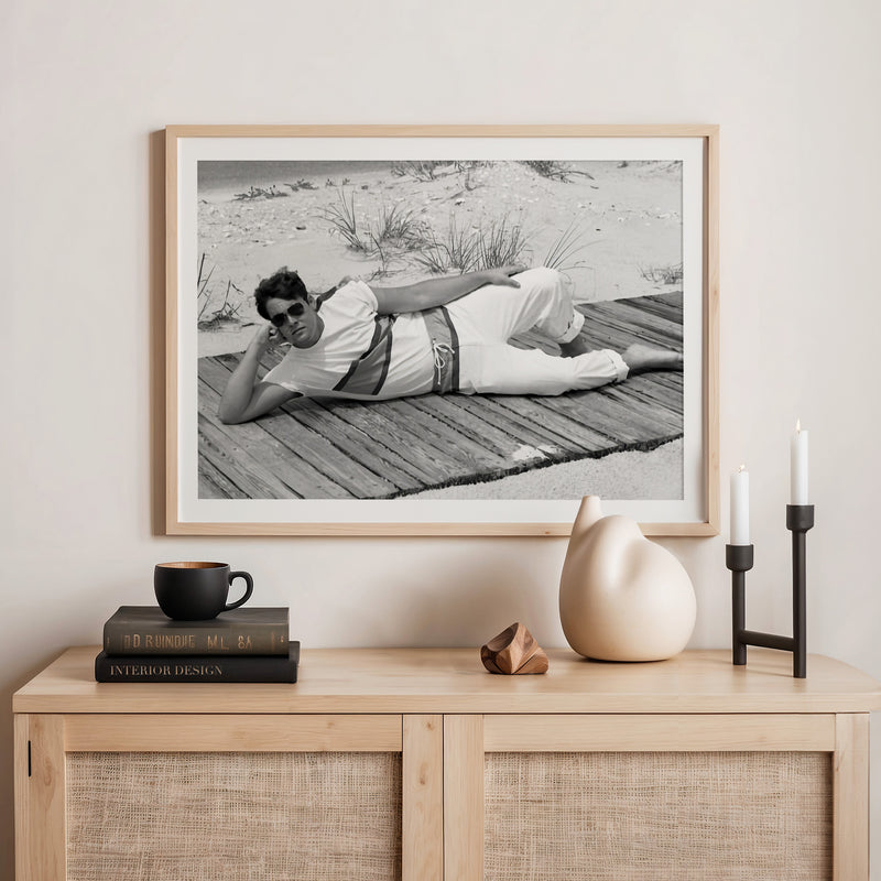 Lounging on the Beach Old Photograph - Sage and Rose Prints