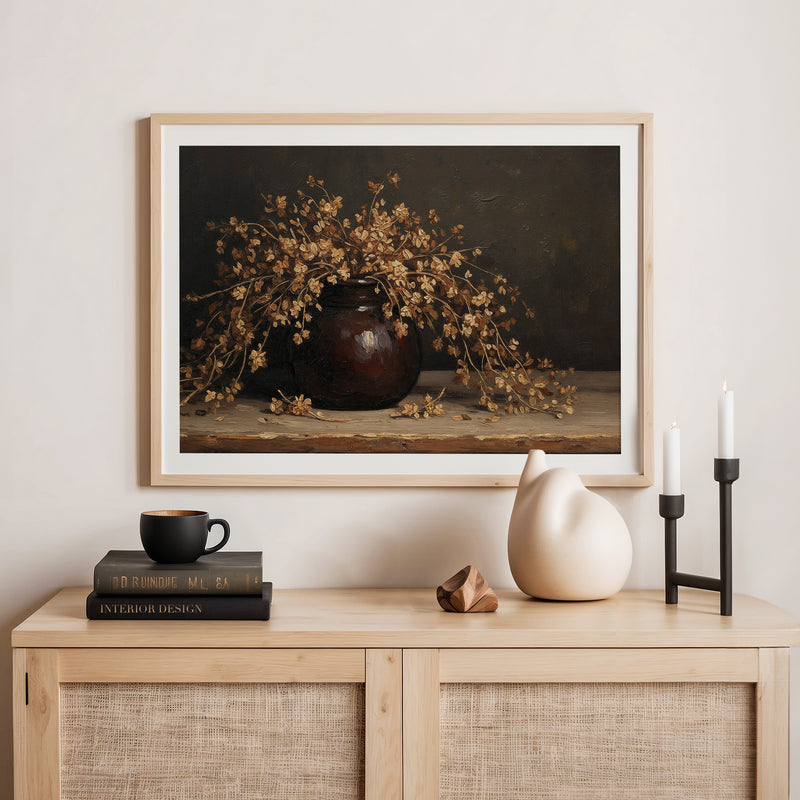 AK-05 - Vintage Vase Still Life with Dried Grass Bouquet - Sage and Rose Prints