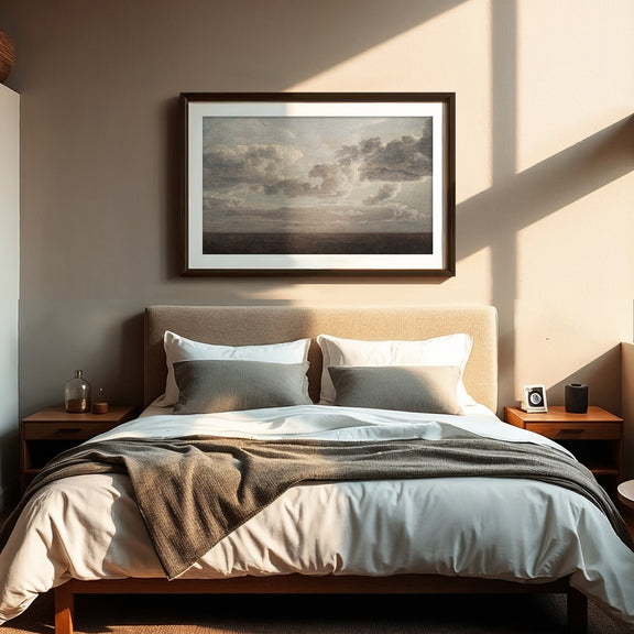 AK-49- Vintage Old Masters Cloudy Sky Landscape - Sage and Rose Prints