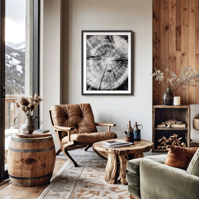 Black and White Tree Rings Photo - Sage and Rose Prints