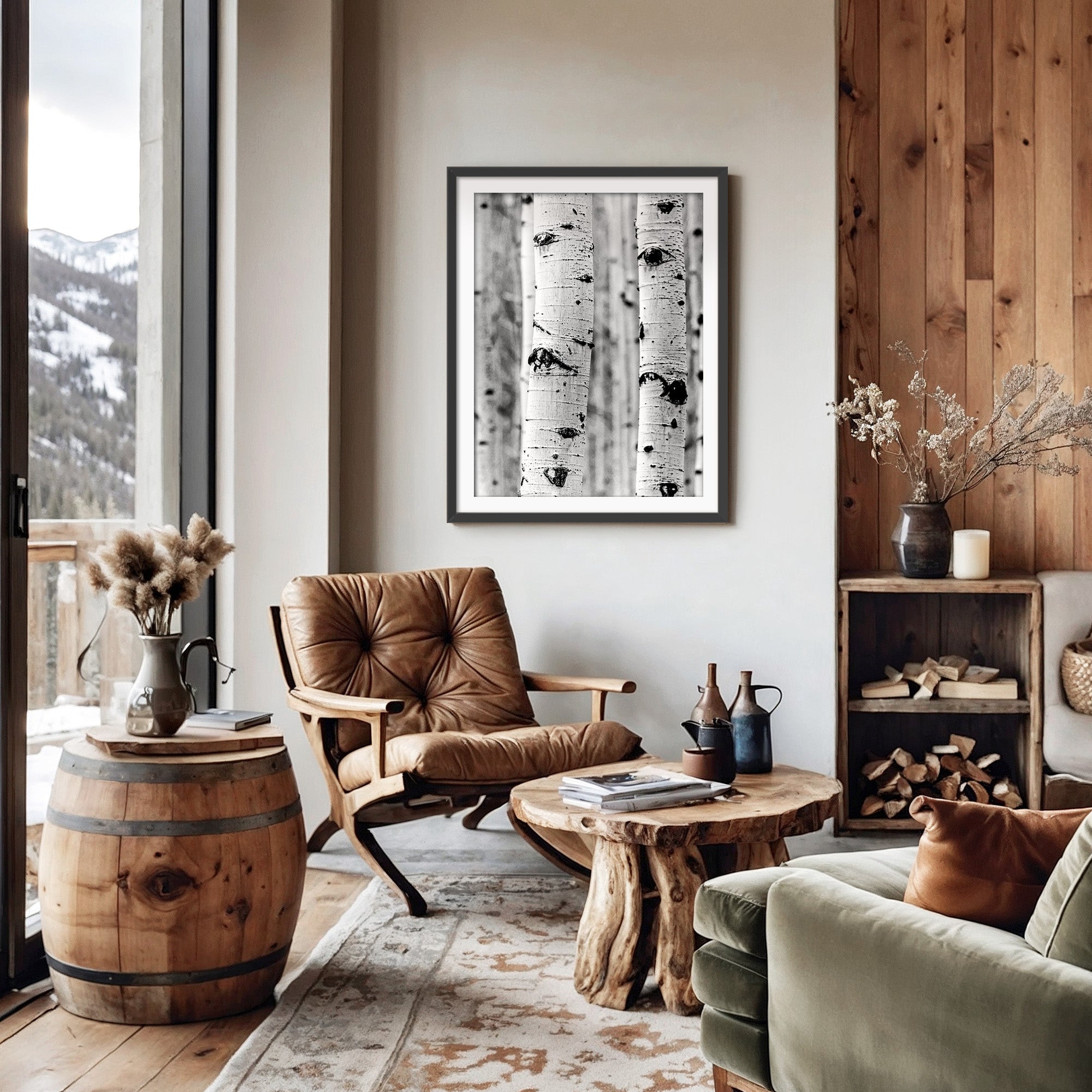 Silver Aspen in Black and White - Sage and Rose Prints