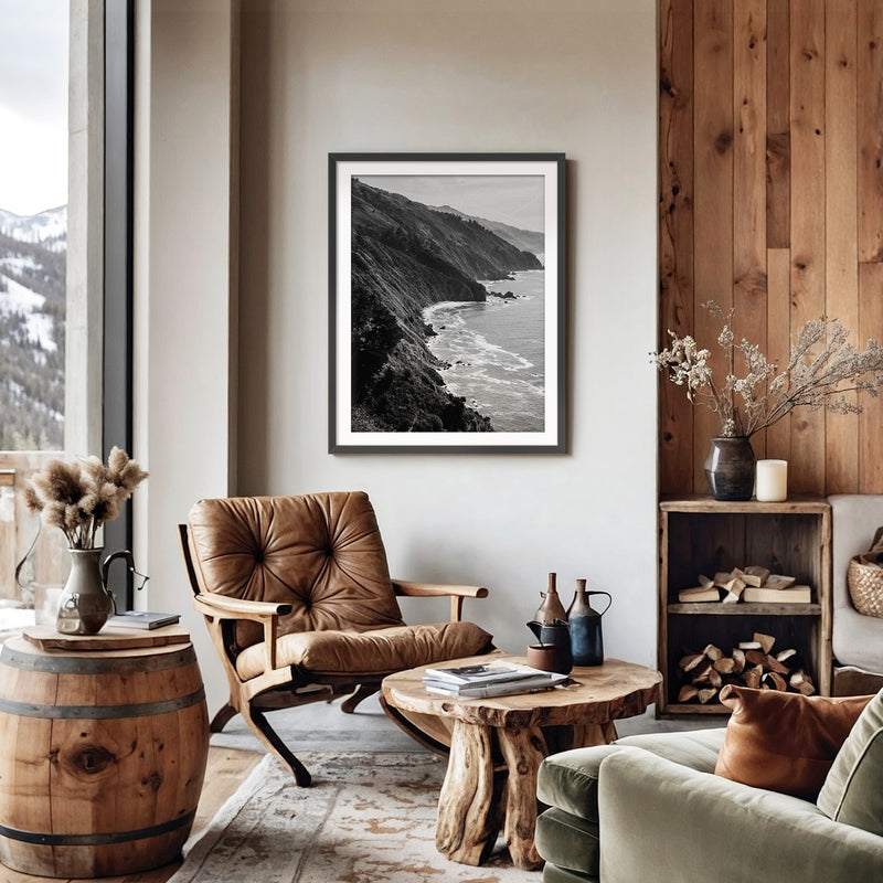 Big Sur Coastline in Black and White - Sage and Rose Prints