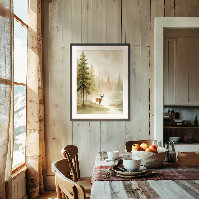 Dear Painting in a Fall Forest - Sage and Rose Prints
