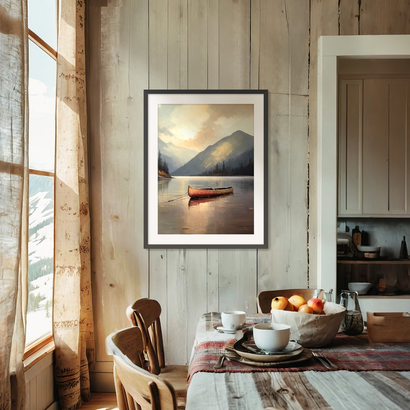 Lake Painting with Bright Colors No1 - Sage and Rose Prints